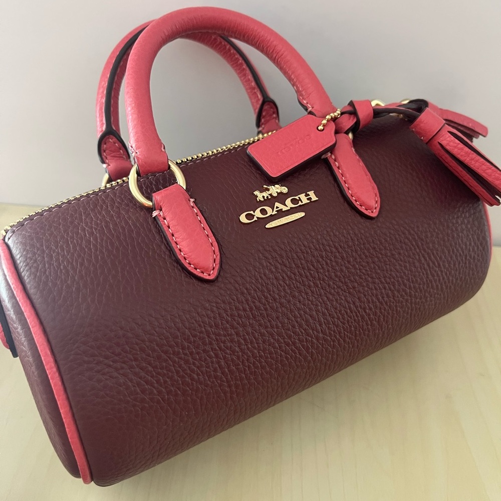 NWT COACH CB876 LACEY CROSSBODY LEATHER SHOULDER BAG GOLD/WINE MULTI - Picture 9 of 10